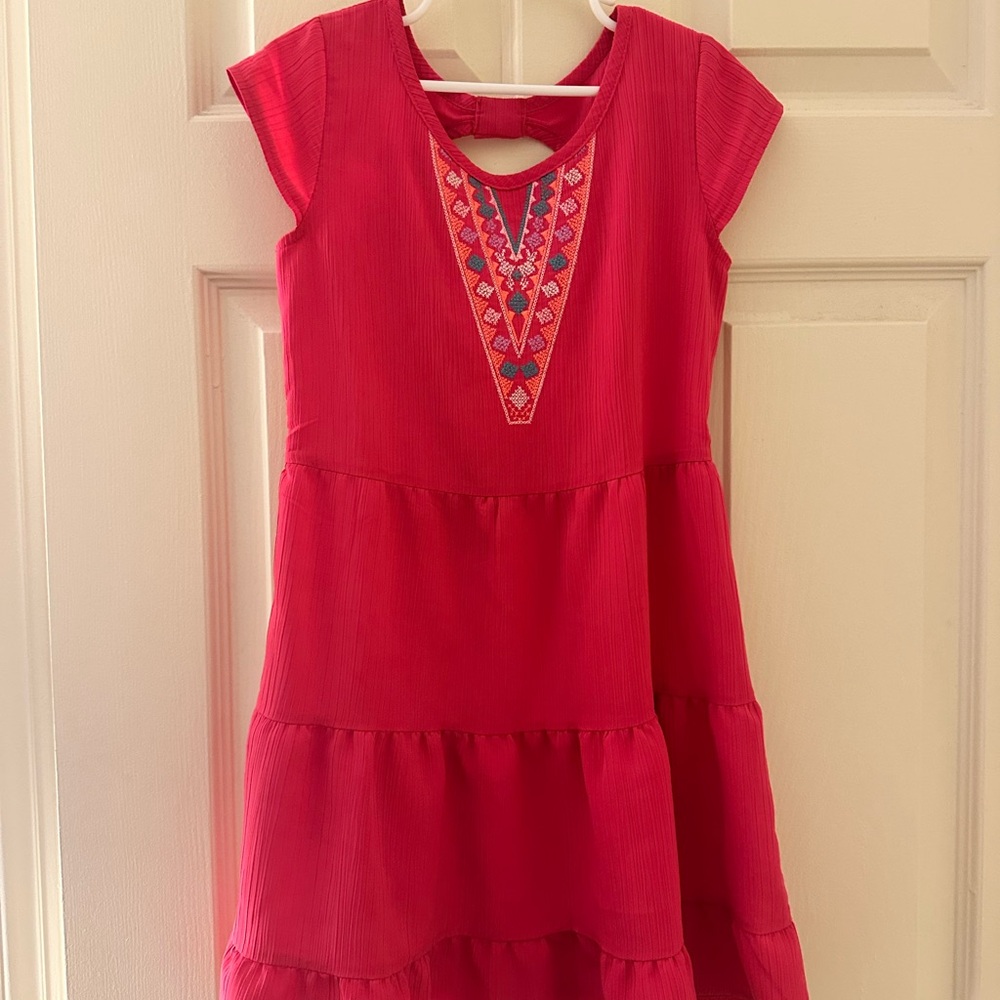 Red Embroidered Kids Dress